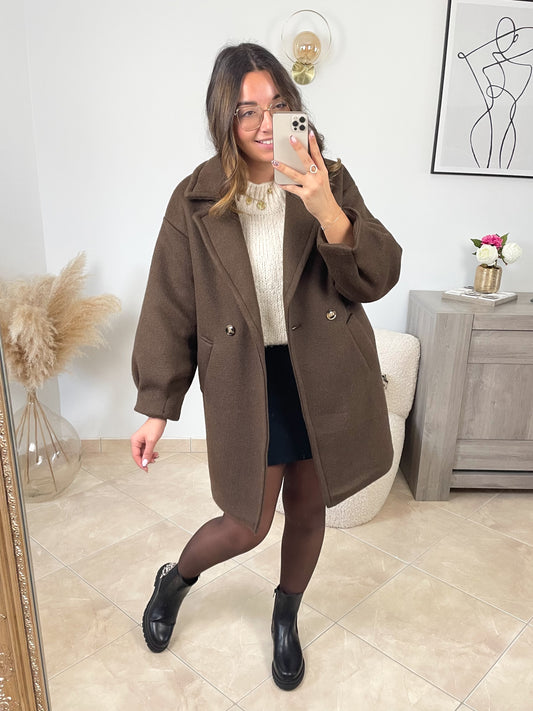 𝗣𝗿𝗲́-𝗰𝗼𝗺𝗺𝗮𝗻𝗱𝗲 • MANTEAU SOLA - CHOCOLAT