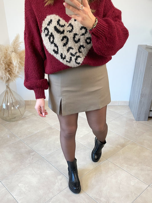 JUPE-SHORT FENDUE - TAUPE