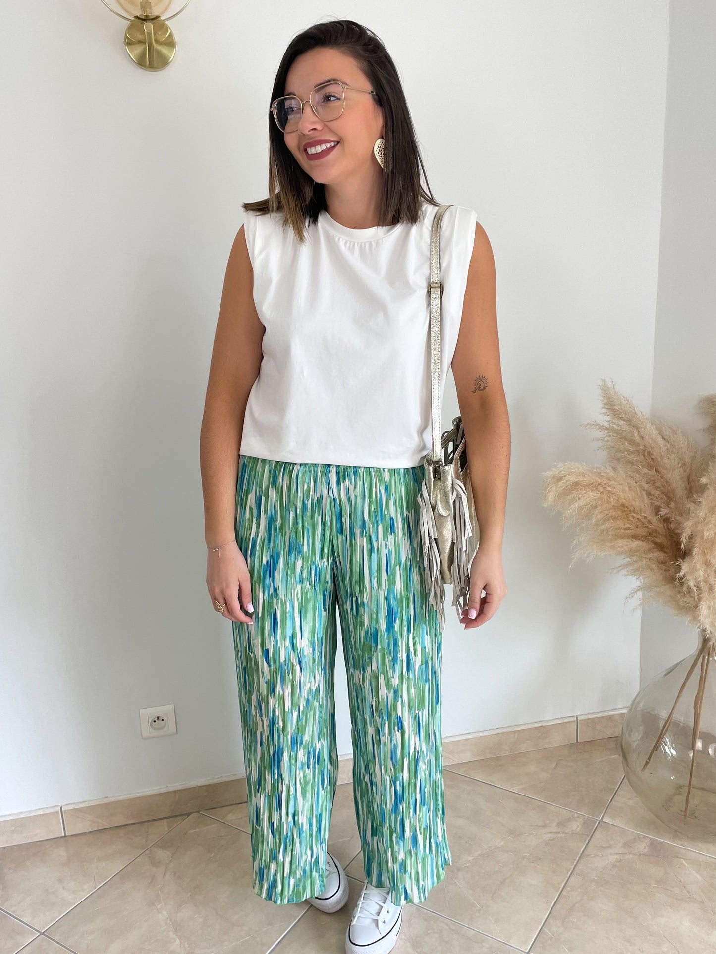 PANTALON PALAZZO - VERT