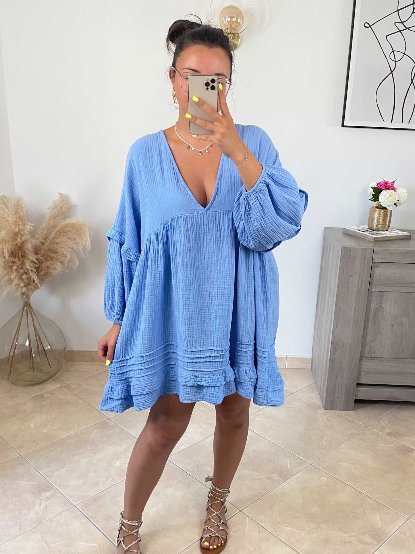 ROBE PLUME - BLEU