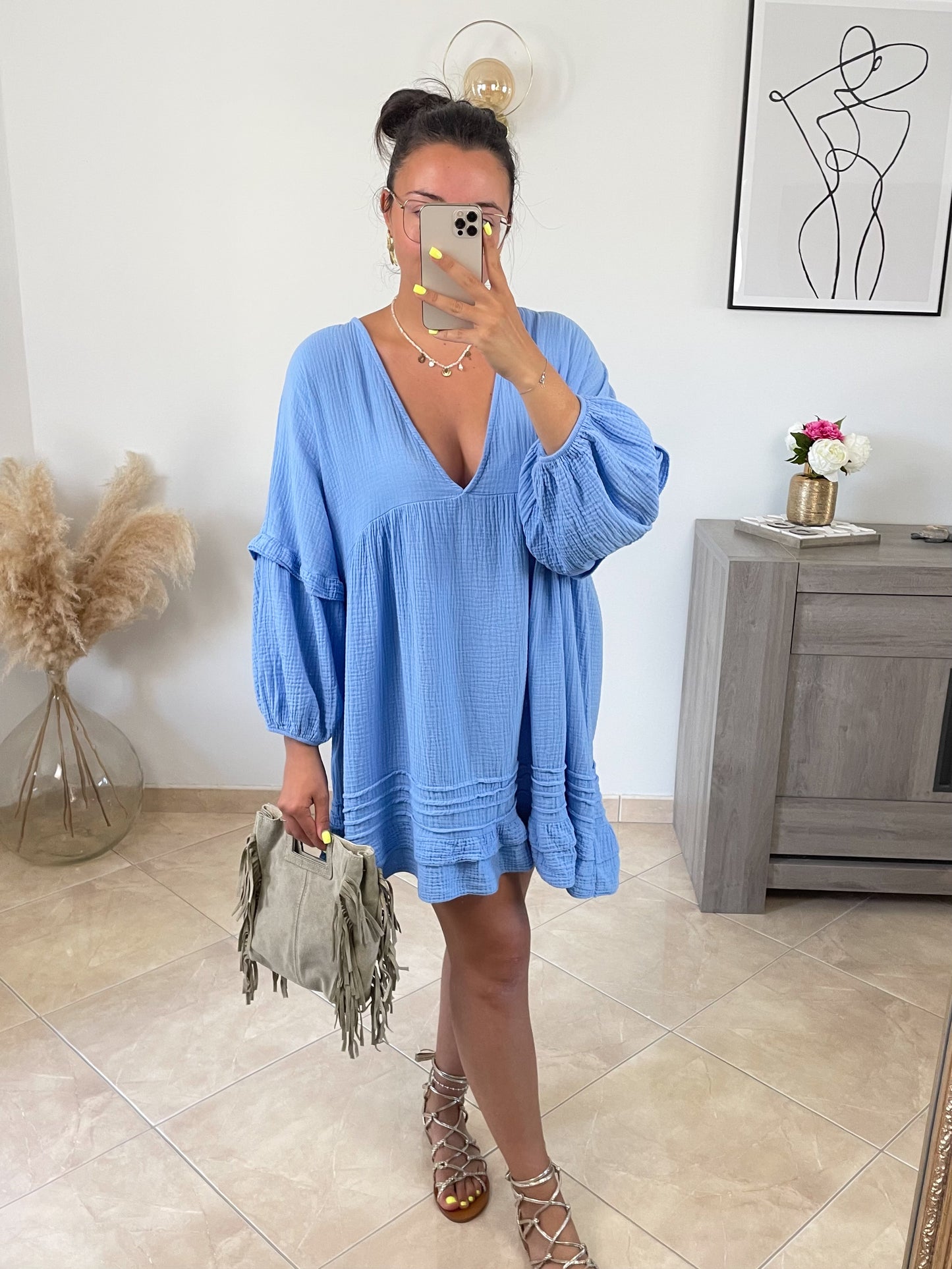 ROBE PLUME - BLEU